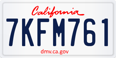 CA license plate 7KFM761