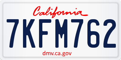 CA license plate 7KFM762
