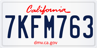 CA license plate 7KFM763