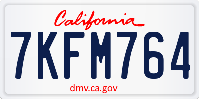 CA license plate 7KFM764