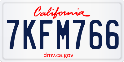 CA license plate 7KFM766