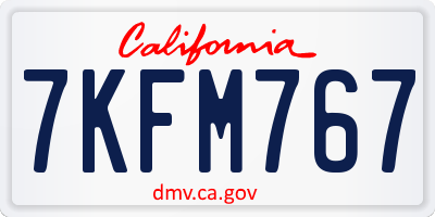 CA license plate 7KFM767
