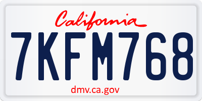 CA license plate 7KFM768