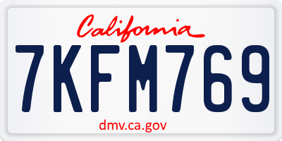 CA license plate 7KFM769