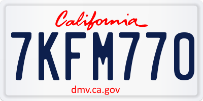 CA license plate 7KFM770