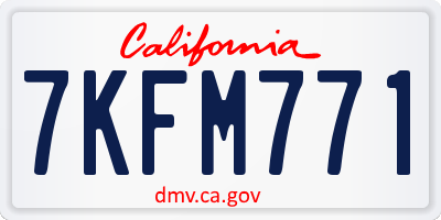 CA license plate 7KFM771