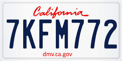CA license plate 7KFM772