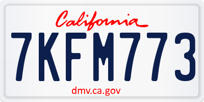 CA license plate 7KFM773