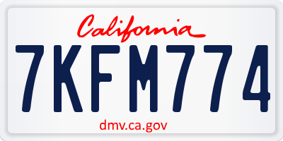 CA license plate 7KFM774