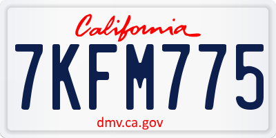 CA license plate 7KFM775