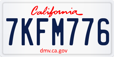 CA license plate 7KFM776