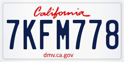 CA license plate 7KFM778
