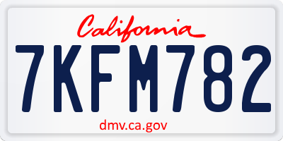 CA license plate 7KFM782