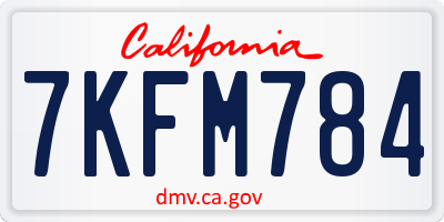 CA license plate 7KFM784