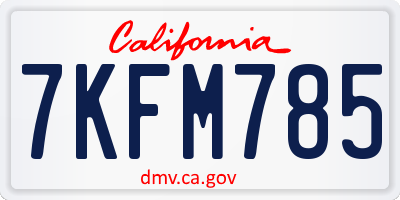 CA license plate 7KFM785