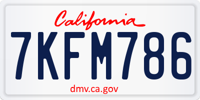 CA license plate 7KFM786