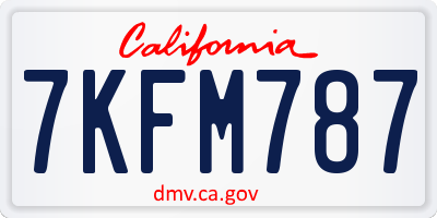 CA license plate 7KFM787