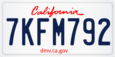 CA license plate 7KFM792