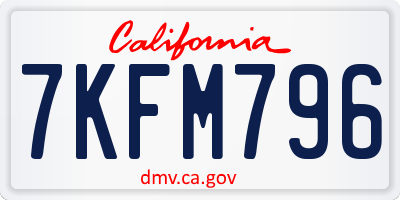 CA license plate 7KFM796