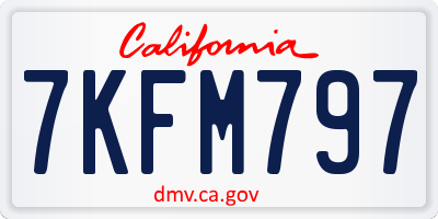 CA license plate 7KFM797