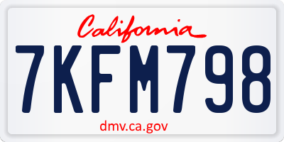 CA license plate 7KFM798