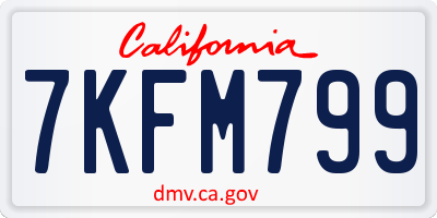 CA license plate 7KFM799