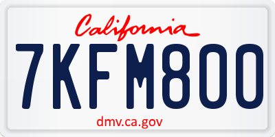 CA license plate 7KFM800