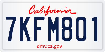 CA license plate 7KFM801