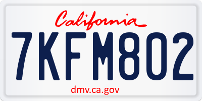 CA license plate 7KFM802