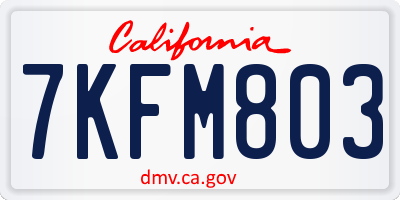 CA license plate 7KFM803