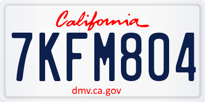 CA license plate 7KFM804