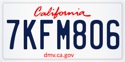 CA license plate 7KFM806