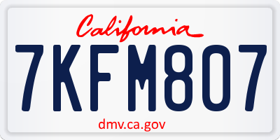 CA license plate 7KFM807