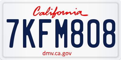 CA license plate 7KFM808