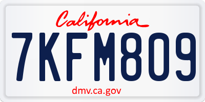 CA license plate 7KFM809