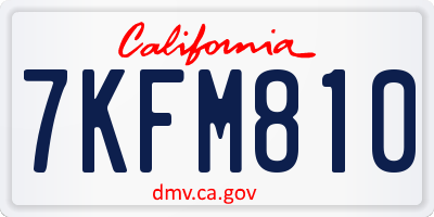 CA license plate 7KFM810