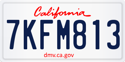 CA license plate 7KFM813
