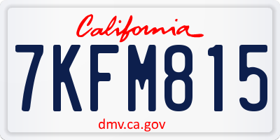 CA license plate 7KFM815