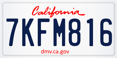 CA license plate 7KFM816
