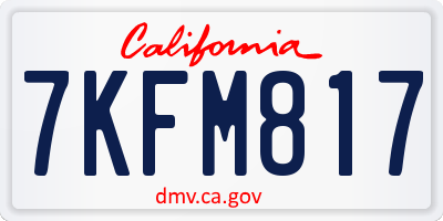 CA license plate 7KFM817
