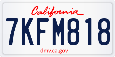 CA license plate 7KFM818