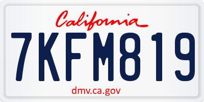 CA license plate 7KFM819