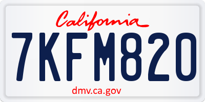 CA license plate 7KFM820