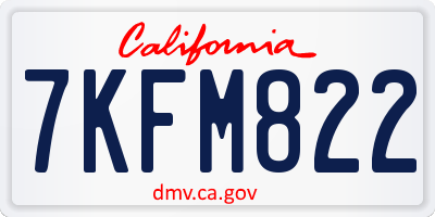 CA license plate 7KFM822