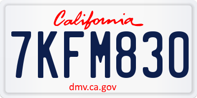CA license plate 7KFM830