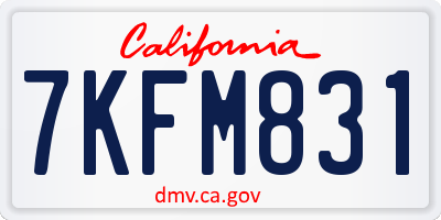 CA license plate 7KFM831