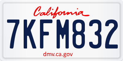 CA license plate 7KFM832