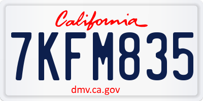 CA license plate 7KFM835