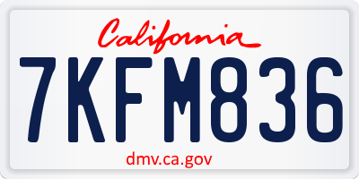 CA license plate 7KFM836