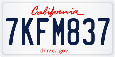 CA license plate 7KFM837